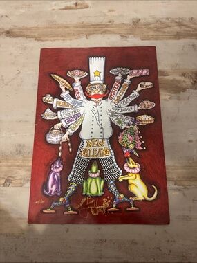 New Orleans Chef Art Print on Rich Red Background